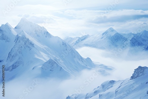 Snowy mountains. Generative AI