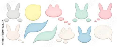 cute colored stickers, clouds, comics, simple shapes for text, information, isolated on white background png