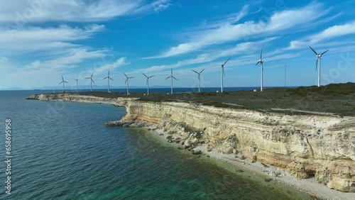 Wallpaper Mural windmill. Windmills built by the sea. Windmills for electric power productio Torontodigital.ca