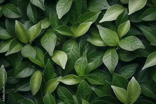 Seamless closeup of jasmine leaves isolated in creative composition. Top view, copy space. Wallpaper. Generative AI