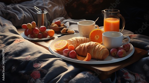 Fruit and pastries on a tra...