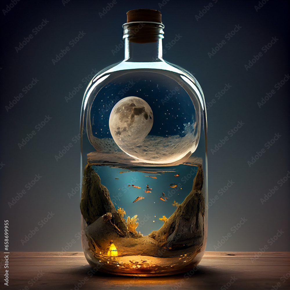 Moon inside a bottle	