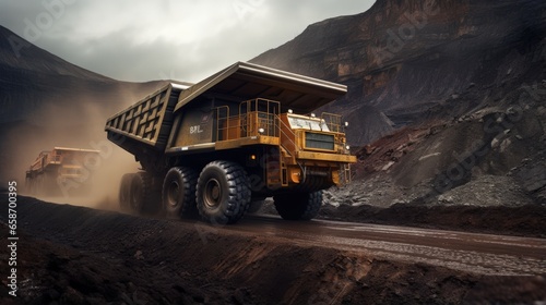 Dump truck pictured on open...