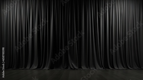 Black background with curtains 3D rendered backdrop for press wall or pop up Template photo