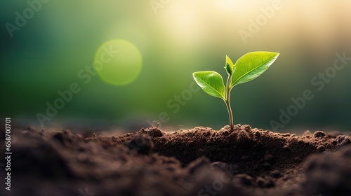 Earth day banner with organic food plant a tree and agriculture and farming background showcases a young green sprout growing on soil symbolizing ecology concept