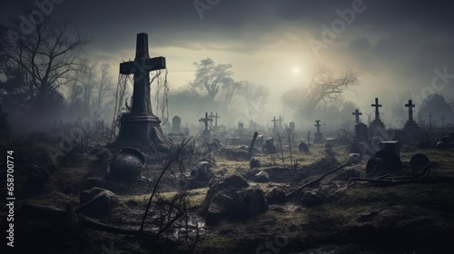 Eerie fog envelops ancient ...