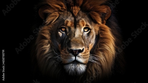 Dark portrait of a stunning lion