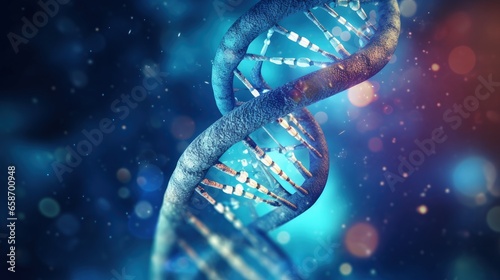 3D illustration of genetic research on a blue background © vxnaghiyev