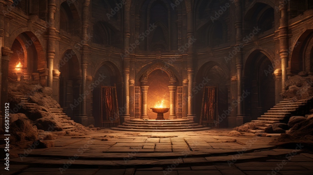 Interior of the church of the holy sepulchre. AI generated art illustration.