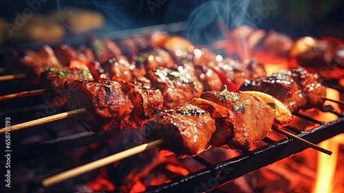 Barbecue party at summer ca...