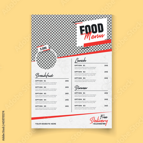 Editable Restaurant menu card template vector for restaurant and cafe 