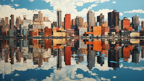 City buildings mirroring in...