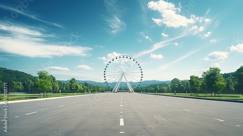 Deserted road and ferris wh...