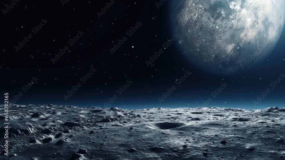 Artemis mission to Moon s surface in deep space from Earth image furnished with white flag