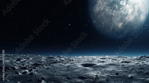 Artemis mission to Moon s surface in deep space from Earth image furnished with white flag photo
