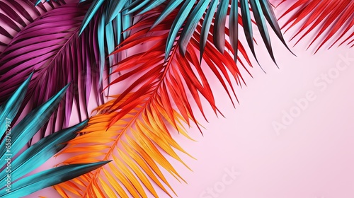 Exotic palm leaves on vibra...
