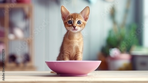 Cute purebred kitten approa...