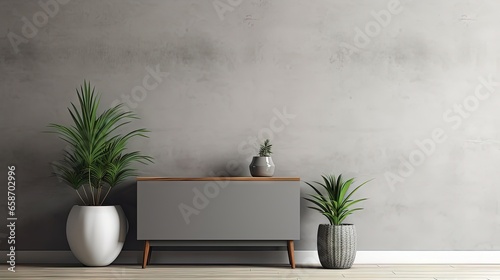 Chic Scandinavian interior with trendy plants in hipster pots Modern minimalistic home decor