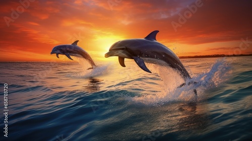 Dolphin trio leaping amid Hawaii s oceanic beauty © vxnaghiyev