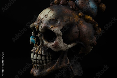 Dark skull depicting a clown. Generative AI