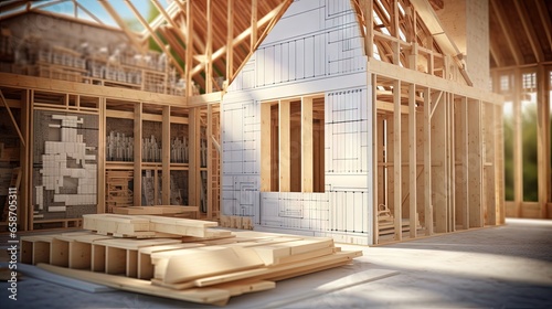 3D image of timber frame ho...