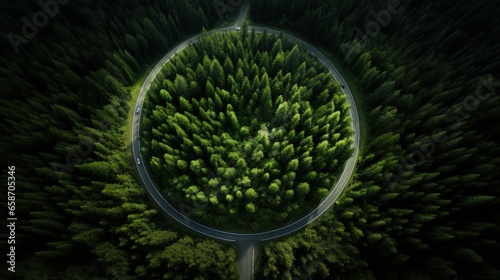 Obraz na płótnie Belgian forest s circular road amidst trees