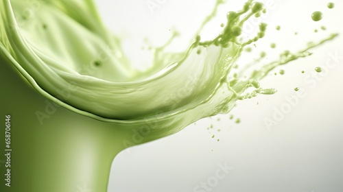 Green tea matcha blended with milk close up of food and drink