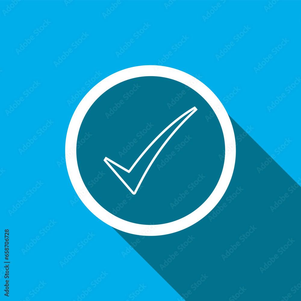 Check mark icon vector. Check mark icon vector in trendy flat style. Check mark icon image, Check mark icon illustration isolated on blue background Check mark icon vector. Check mark icon vector in trendy flat style. Check mark icon image, Check mark icon illustration isolated on blue background