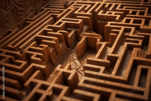Solved labyrinth, success, determination. Generative AI