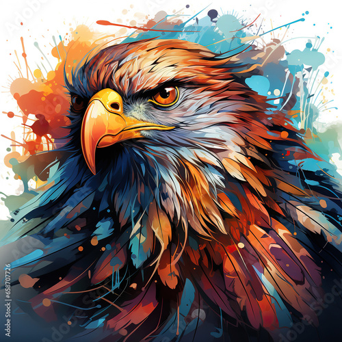 Vibrant Illustration of an Eagle in Profile,eagle with background