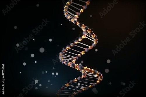 DNA structure on dark backdrop. Generative AI