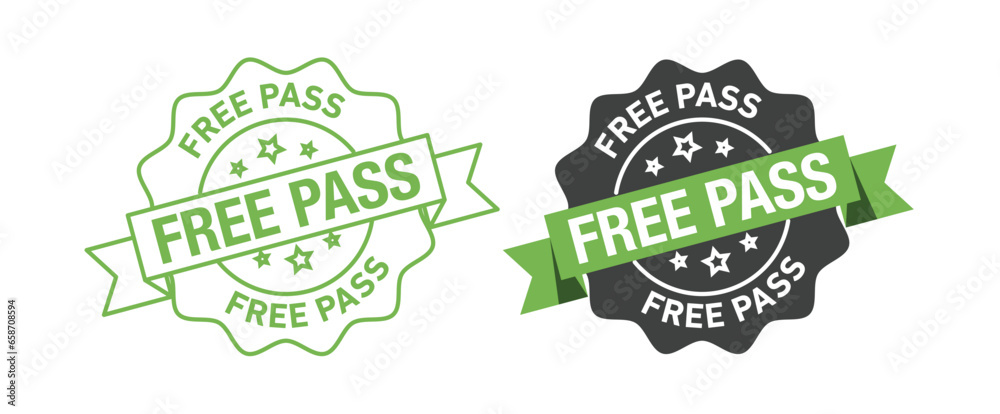 Free pass rounded vector symbol set - obrazy, fototapety, plakaty 