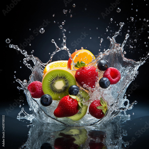 fresh fruit in water splash