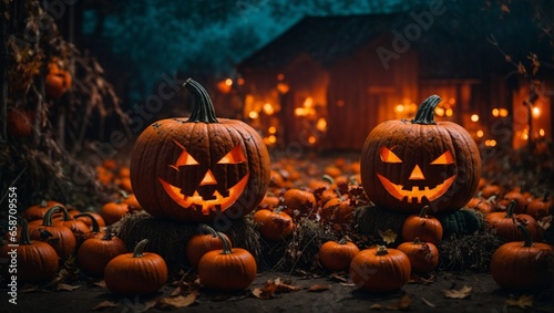 halloween jack o lantern with pumpkins © BotPixels