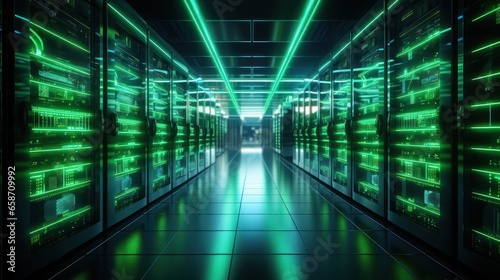 n the server room, you'll notice green lights signaling energy-efficient operations.