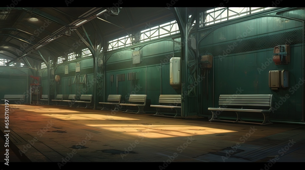 Fototapeta premium Interior of a factory. AI generated art illustration.