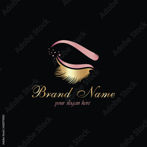 eyebrows and eyelashes logo design vector