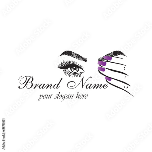 eyebrows and eyelashes logo design vector