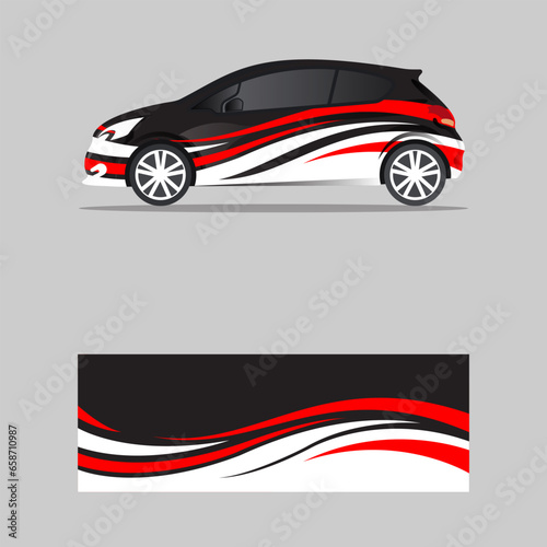 wrapping car decal wavy style design vector