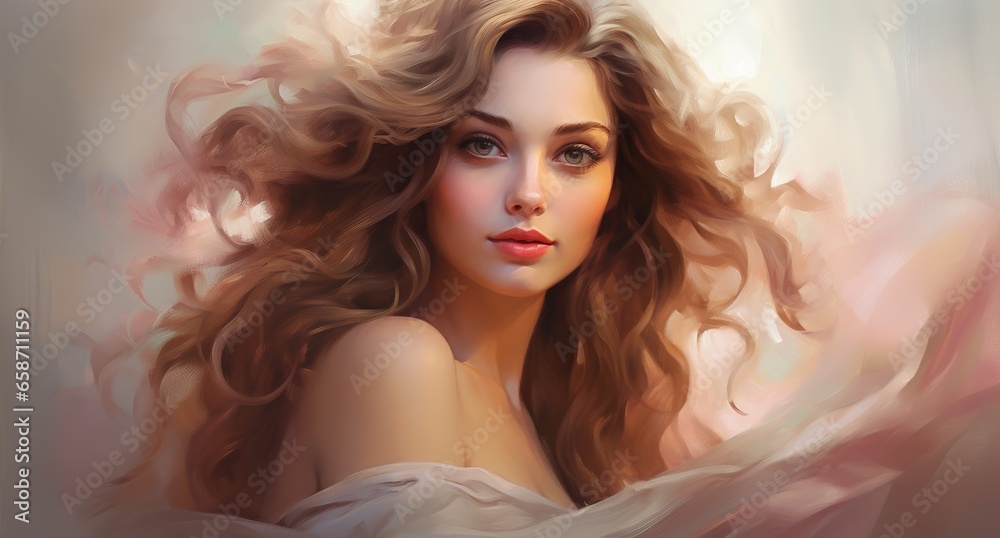 Fototapeta premium A stunning portrait of a woman with flowing long hair