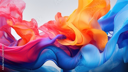 Vibrant hues and dynamic patterns create a chaotic yet beautiful scene as swirling colors interact in a fluid dance on the canvas.