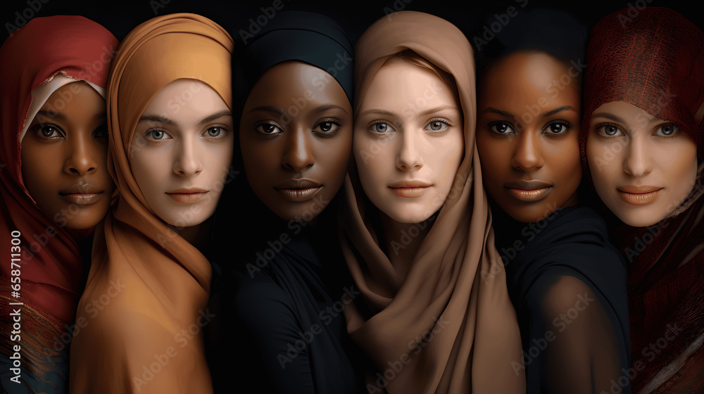 Obraz premium Celebrating Differences, Women of Varied Ethnic Backgrounds 