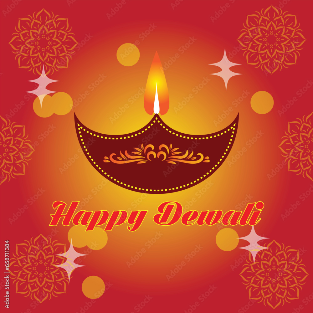 Indian festival Happy Diwali with Diwali props, holiday Background, Diwali celebration greeting card, vector illustration design.
