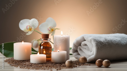 Spa still life with candles and orchid