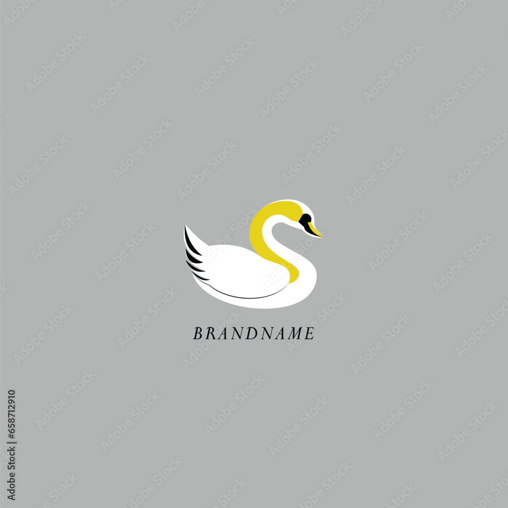 Obraz premium swan logo icon yellow minimalist concept design vector business branding