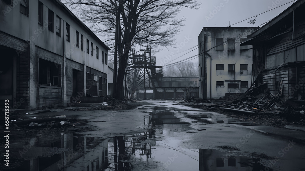 Once Thriving, Abandoned Factory in a Small Community