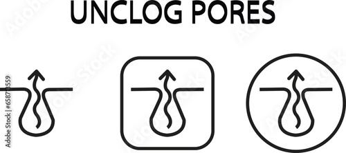 Skin Unclog pores icon vector art black color. photo