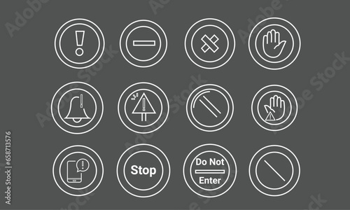 Abstract stop icon set illustration