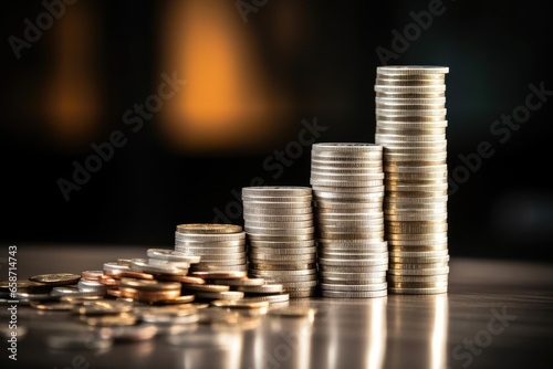 A stack of coins on a table