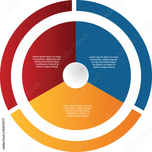 Collection of vector circle chart infographic templates for presentations, advertising, layouts, annual reports. 3 options, steps, part